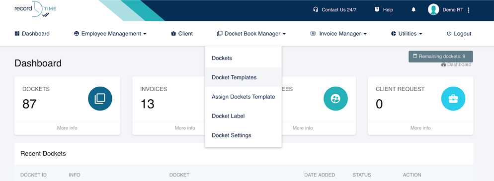 electronic proof of delivery dockets templates available in record time app