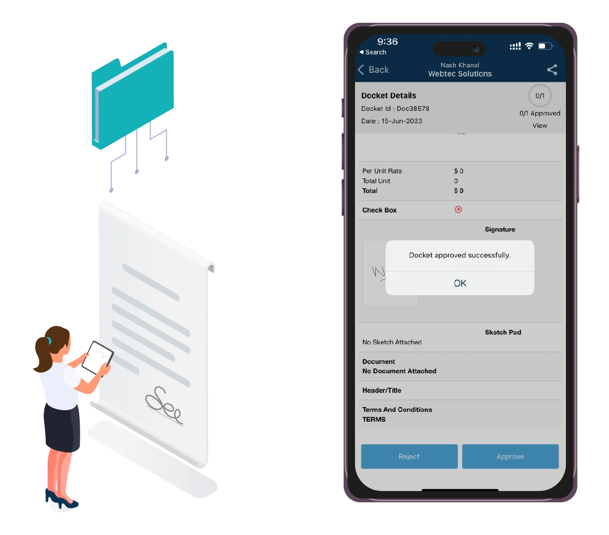 construction job site manager using record time for smooth operation